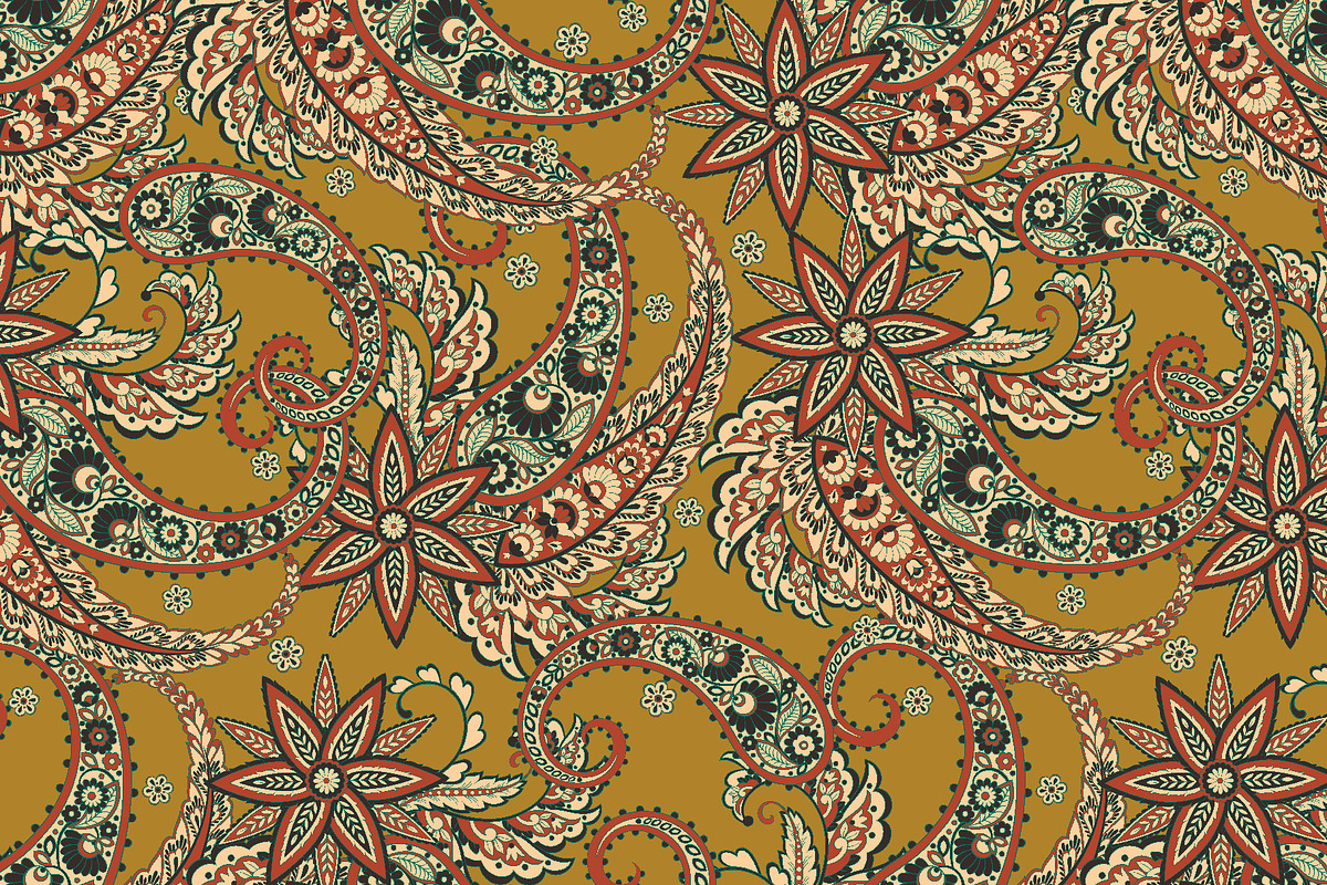 Damask Paisley floral fabric pattern, a Background Graphic by antalogiya (Photo 3 of 4)