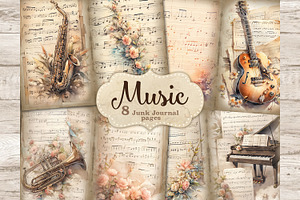 Music Vintage Sheet | Junk Journal, an Object Illustration by GlamArtZhanna