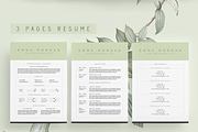 3 Page Green Resume / CV Template M, a Resume Template by Showy68 Template (Thumbnail 2 of 6)