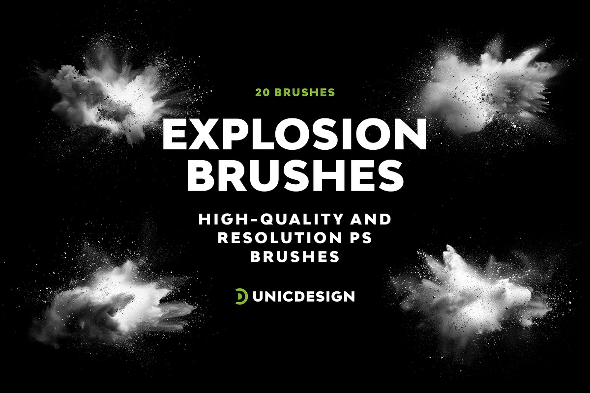 Explosion Photoshop Brushes, a Brush Add-On by UnicDesign