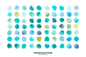 Huge Set Watercolor Vector Stains