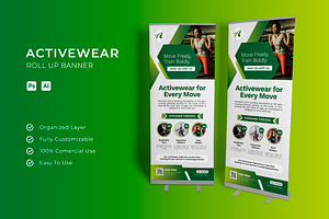 Activewear - Roll Up Banner, a Print Template by Esensifiksi.studio