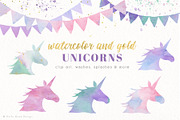 Watercolor Unicorn Clip Art, a Texture Illustration by Hello Muse Design (Thumbnail 1 of 6)