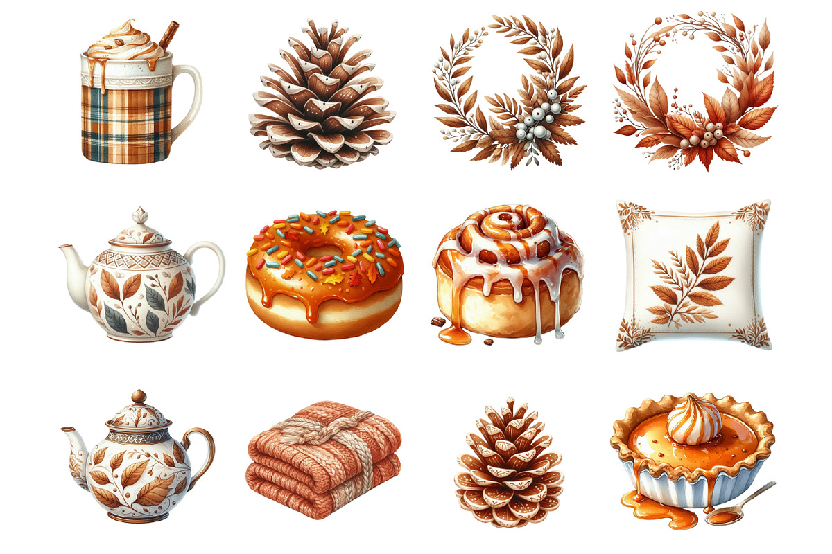 Cozy Caramel & White Fall Clipart, a Graphic by CitraGraphics (Photo 2 of 5)