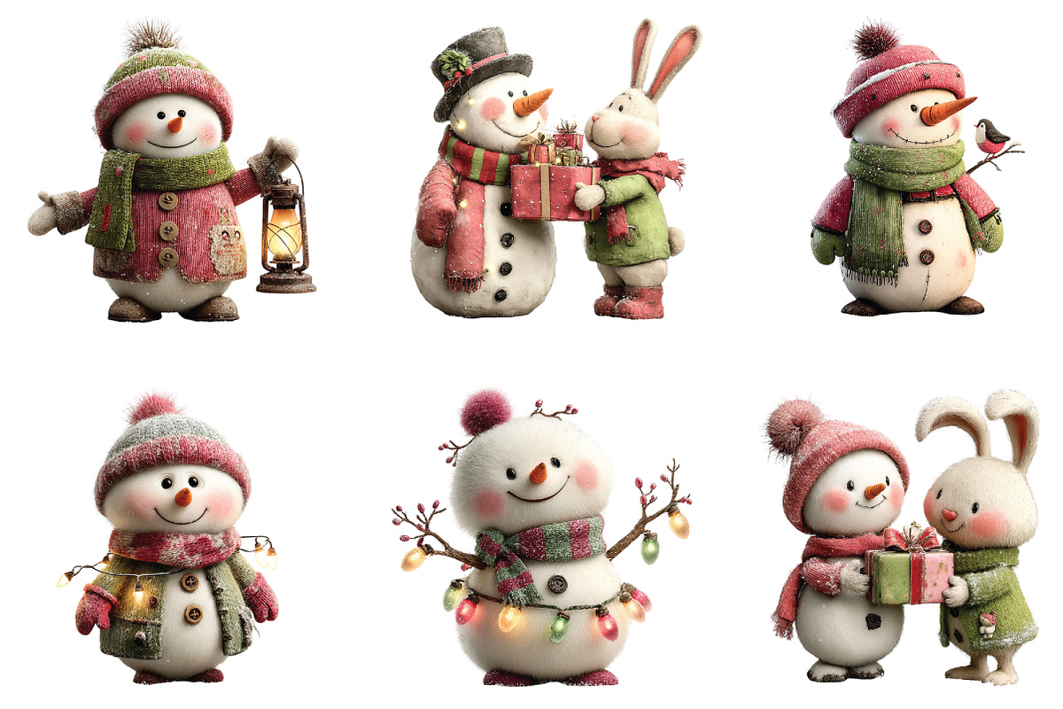 Watercolor Christmas Snowman Clipart, an Illustration by CraftArtStudio (Photo 5 of 6)