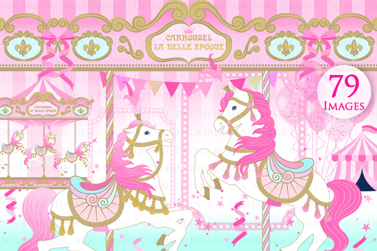 Carousel, Merry Go Round Pink, an Illustration by Mia's Graphic Design