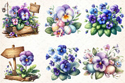 Spring Viola Flowers Sublimation, an Illustration by DreamCafeArt (Thumbnail 2 of 5)