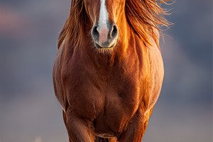 Majestic Chestnut Horse Running Wild, a Photo by Pixeness Studio