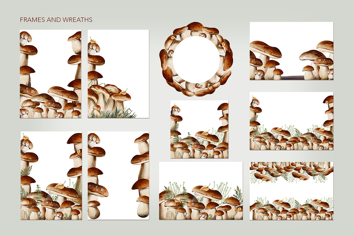 Mushrooms watercolor clip art, a Seasonal Illustration by Alena Sid (Photo 7 of 13)