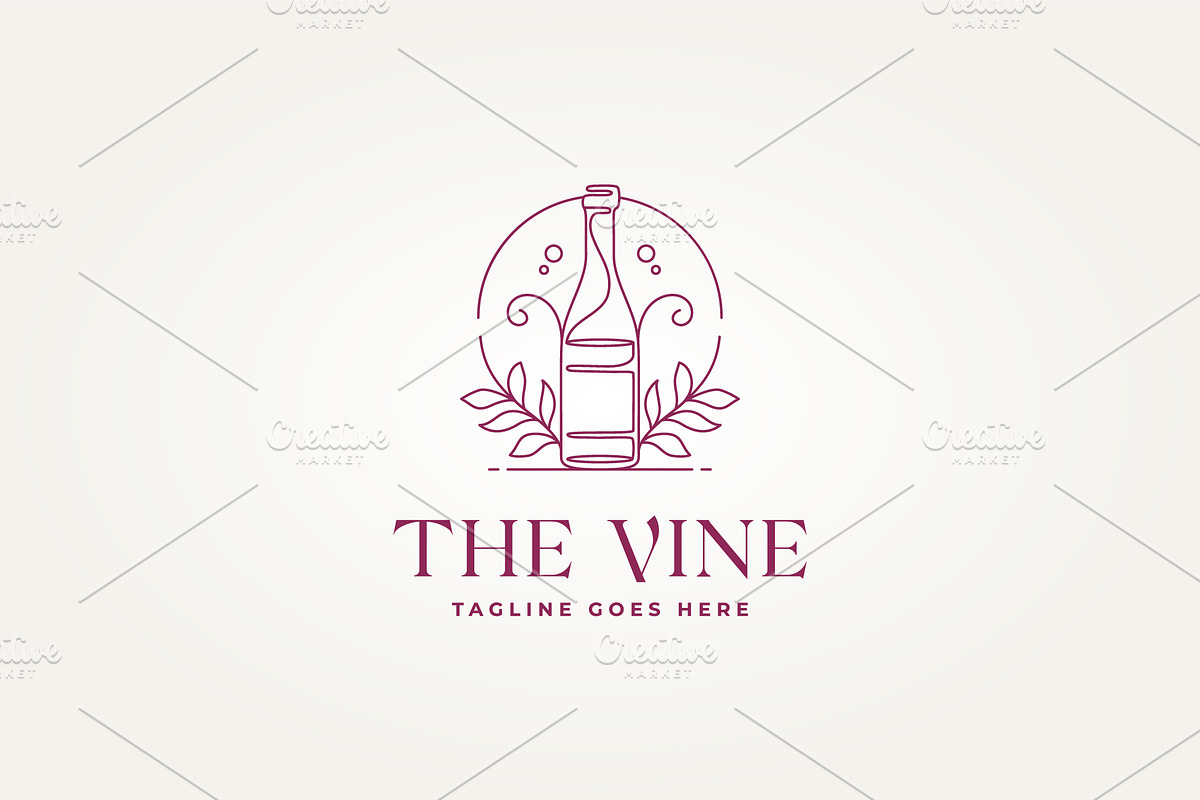 wine bar continuous line drawing, a Branding & Logo Template by Blazybone (Photo 2 of 2)