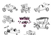 Sketchy vintage cars set, an Illustration by RasterBird (Thumbnail 1 of 4)