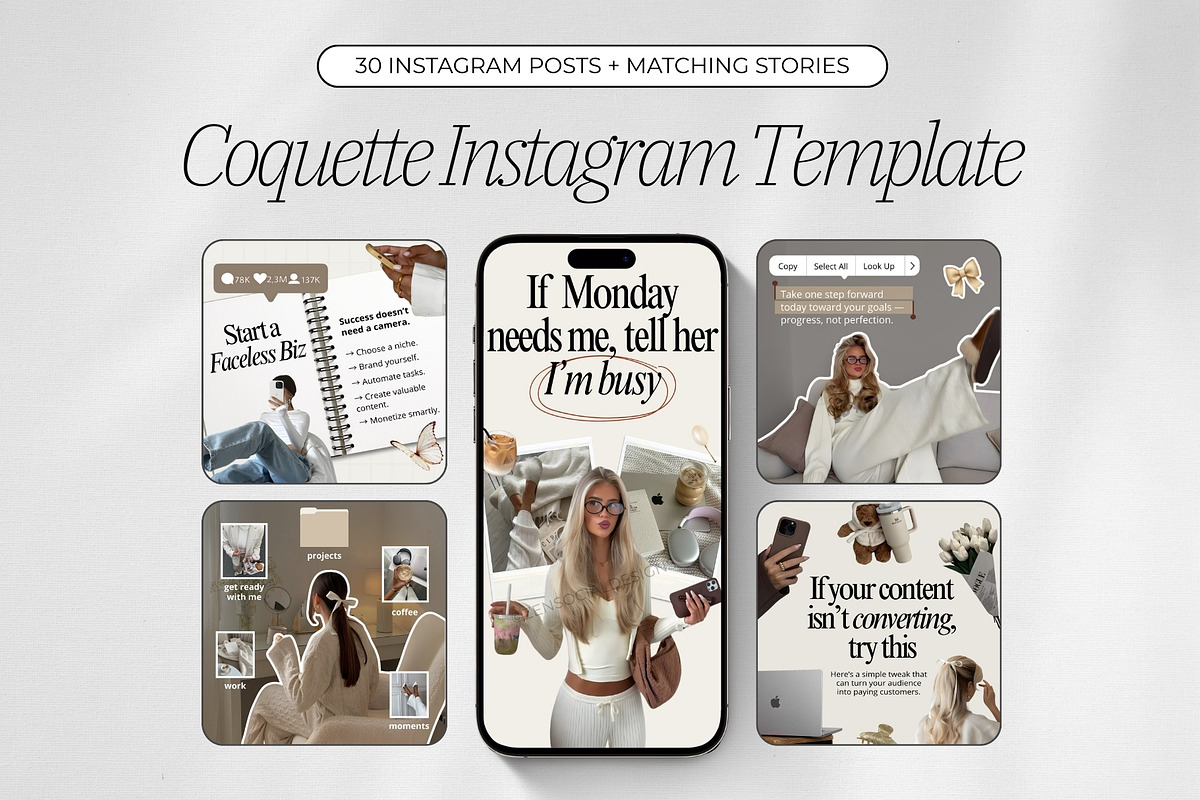 Coquette Instagram Template, a Social Media Template by ZenSocialDesigns (Photo 1 of 9)