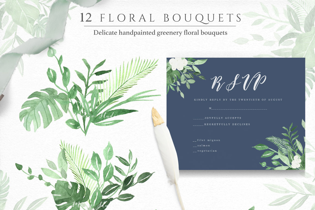 Botanica Watercolor Greenery Leaves, a Decorative Illustration by Momo Studio (Photo 2 of 16)