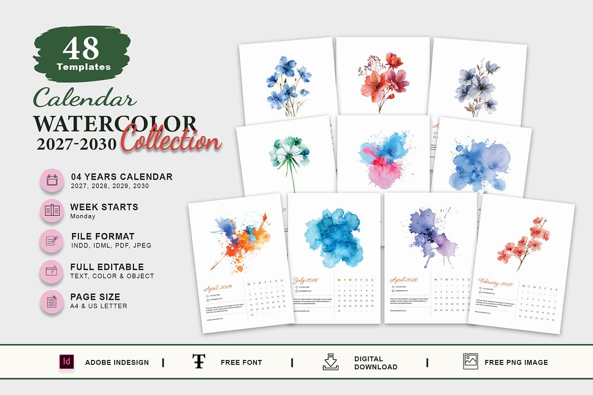 Yearly Calendar || Calendar Template, a Stationery Template by Design Zone (Photo 1 of 4)