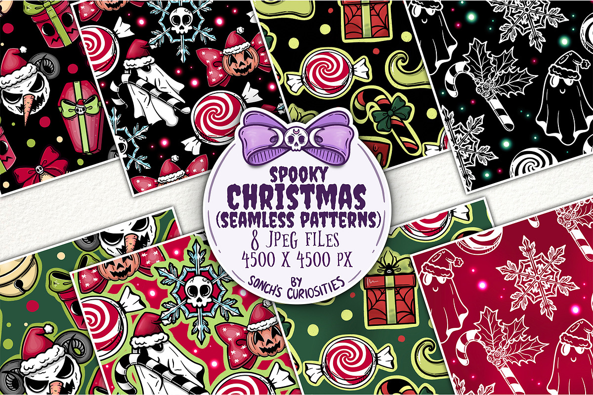 Spooky Christmas seamless Patterns, a Pattern Graphic by Sonch' s Curiosities (Photo 1 of 3)