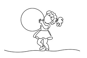 Baby girl playing with ball, an Education Illustration by Valenty
