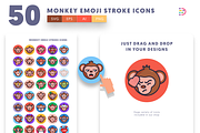 50 Monkey Emoji Stroke Icons, an Emoji Icon by Dighital (Thumbnail 5 of 10)
