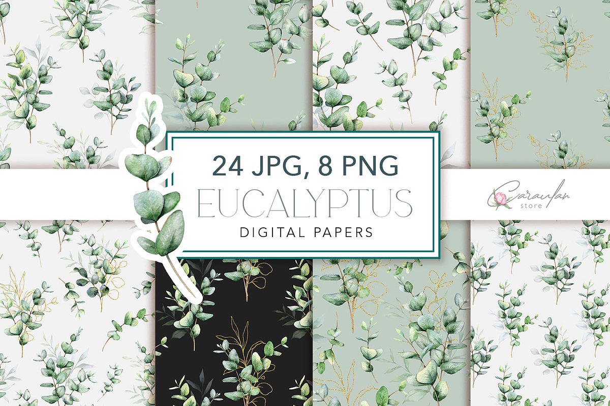 Eucalyptus Watercolor, an Object Illustration by CaraulanStore (Photo 14 of 19)
