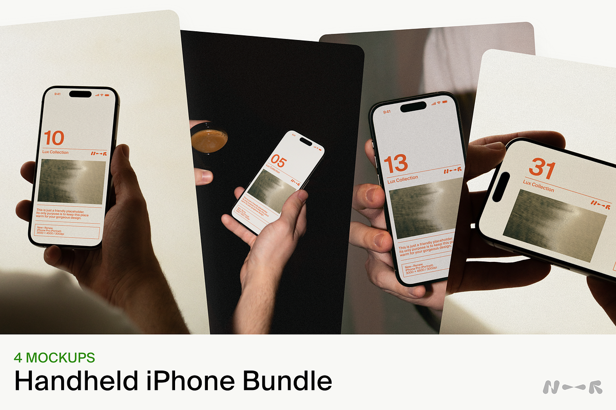 Handheld iPhone Bundle, an iPhone Mockup by New—Renew (Photo 1 of 5)