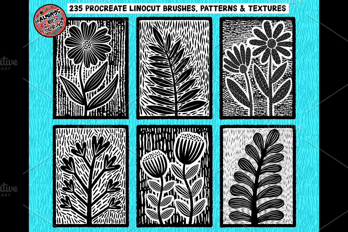 Procreate Linocut Brush Set Volume 2, a Brush Add-On by AlwaysBeColoring (Photo 2 of 13)