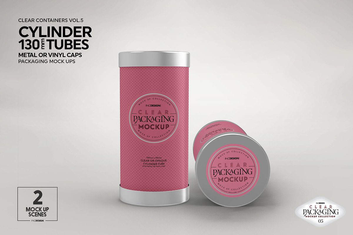 130mm Cylinder Tube Packaging Mockup, a Cups & Container Mockup by INCDesign (Photo 14 of 15)