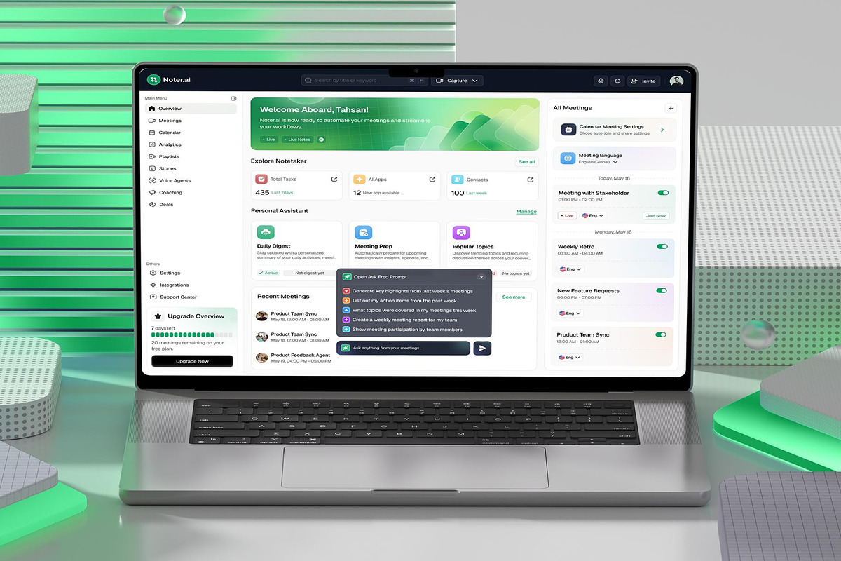 AI Agentic Notetaker Dashboard UIKit, an UI Kit Template by Lumina_ui_ux202 (Photo 5 of 5)