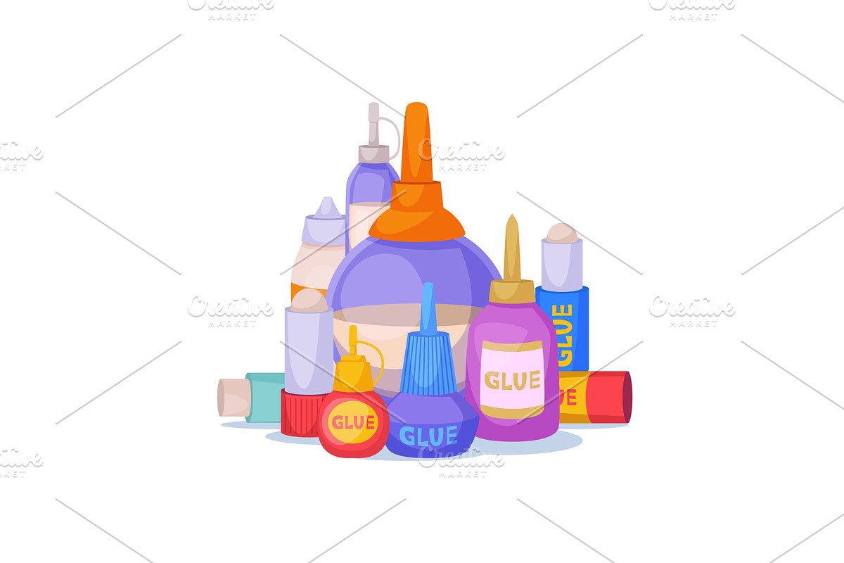 Glue tubes. different forms, an Illustration by Onyx