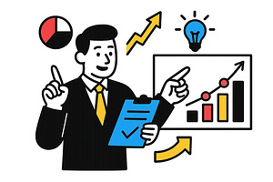 Businessman presenting a growth, a Person Illustration by ZinetroN