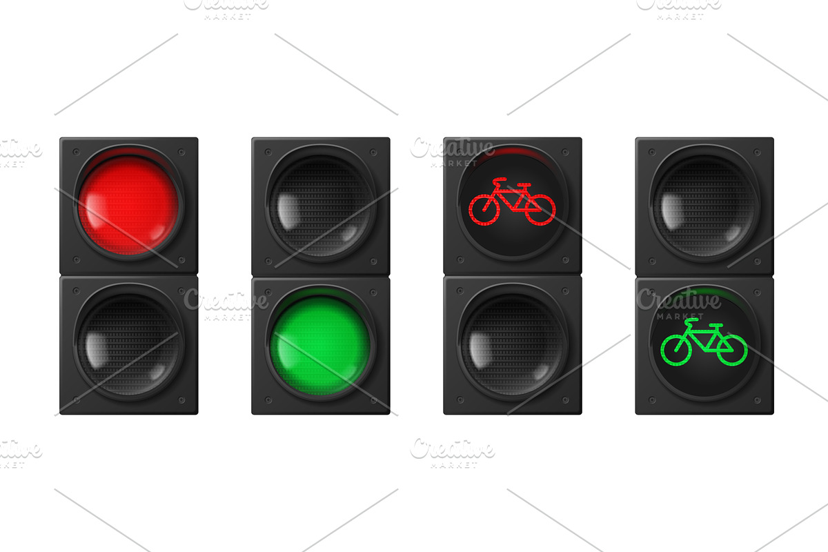 Urban traffic lights set isolated on, a Transportation Illustration by art PVP - market