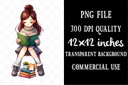 Cute Little Girl Reading Clipart, an Illustration by Designking (Thumbnail 4 of 4)