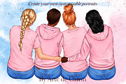 Besties Clipart, Best Friends Art, a Person Illustration by ArtedeCatrin (Thumbnail 4 of 10)