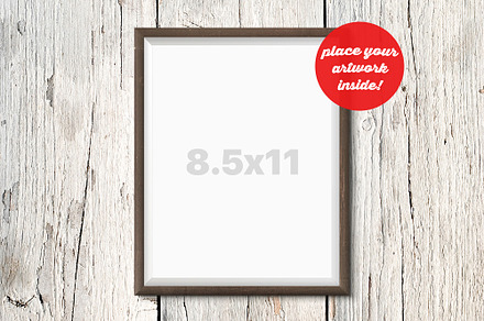 Frame Mockup on the Wooden Wall