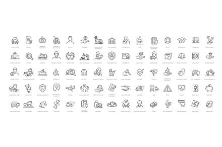 Insurance - outline icon set, an Outline Icon by Tettygreen