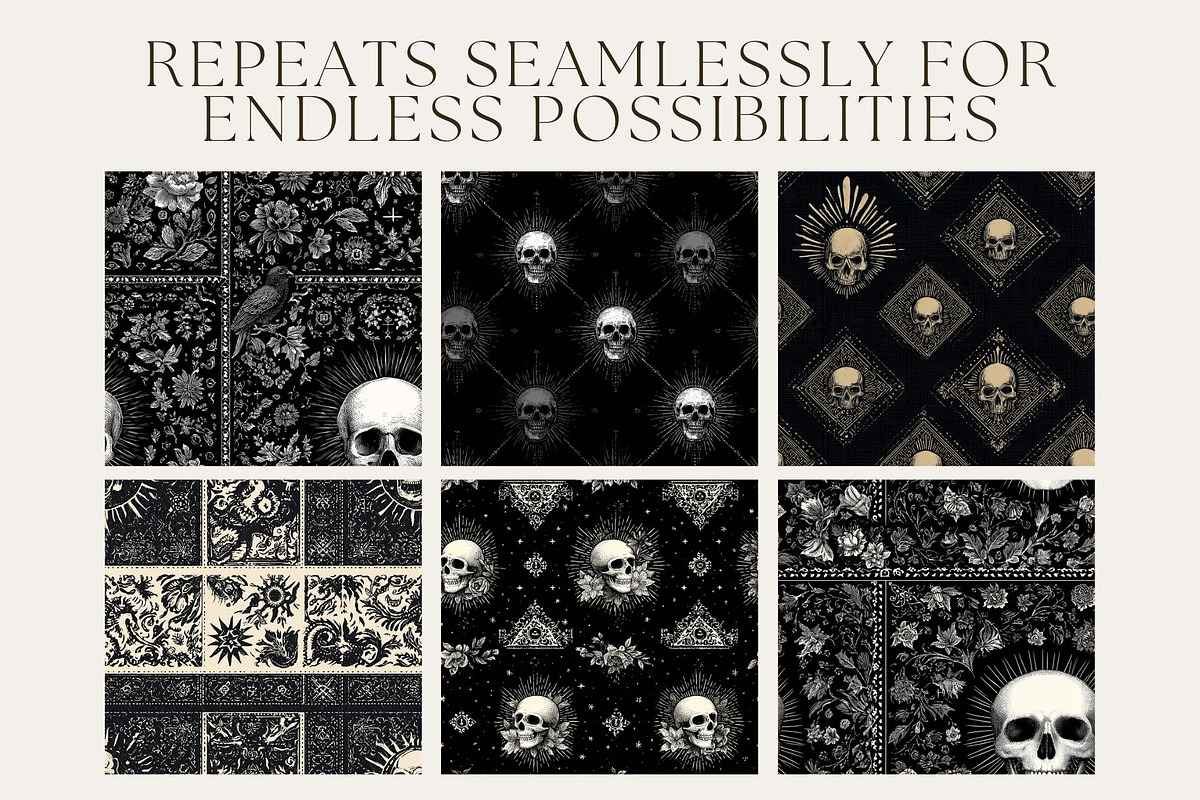 12 Dead Bandana Seamless Patterns, a Pattern Graphic by Inknfolly (Photo 2 of 7)