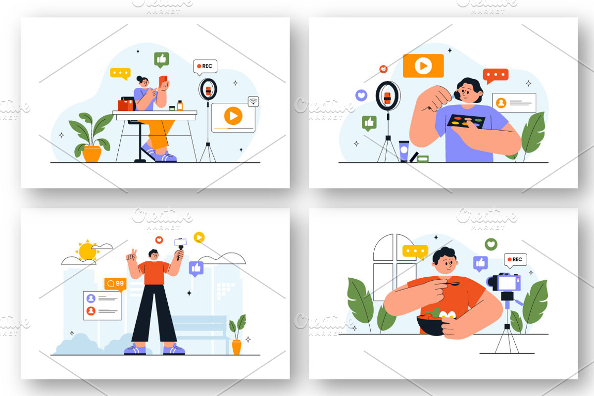 14 Influencer Daily Vlog, a Person Illustration by denayunebgt (Photo 3 of 5)