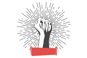 Rised fist hand gesture emblem, an Object Illustration by Things for designers