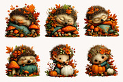 Whimsical Autumn Hedgehog Clipart, a Seasonal Illustration by Designworld (Thumbnail 3 of 10)