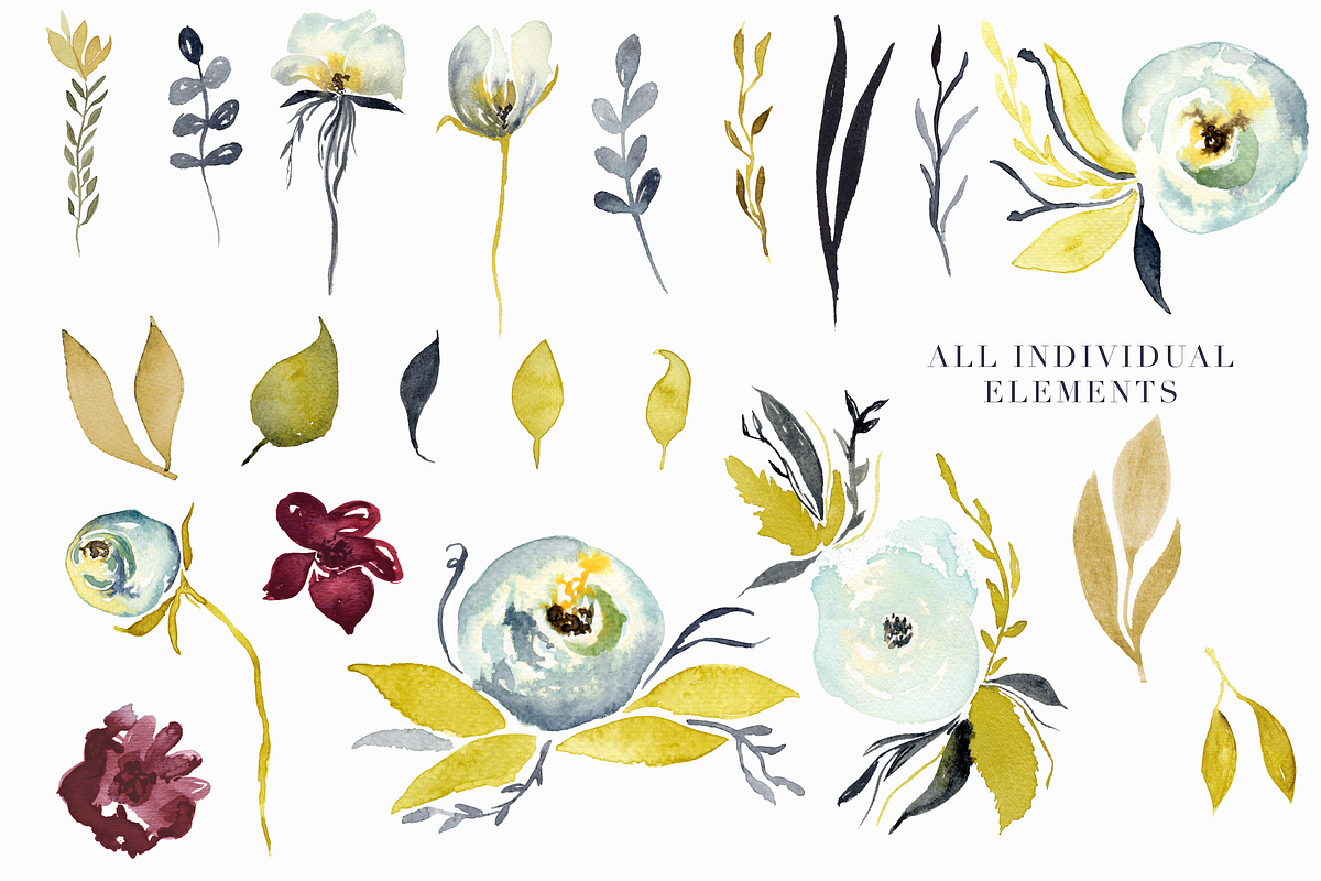 Bohemian Flora - Watercolor Clipart, an Illustration by The Autumn Rabbit Ltd (Photo 2 of 7)