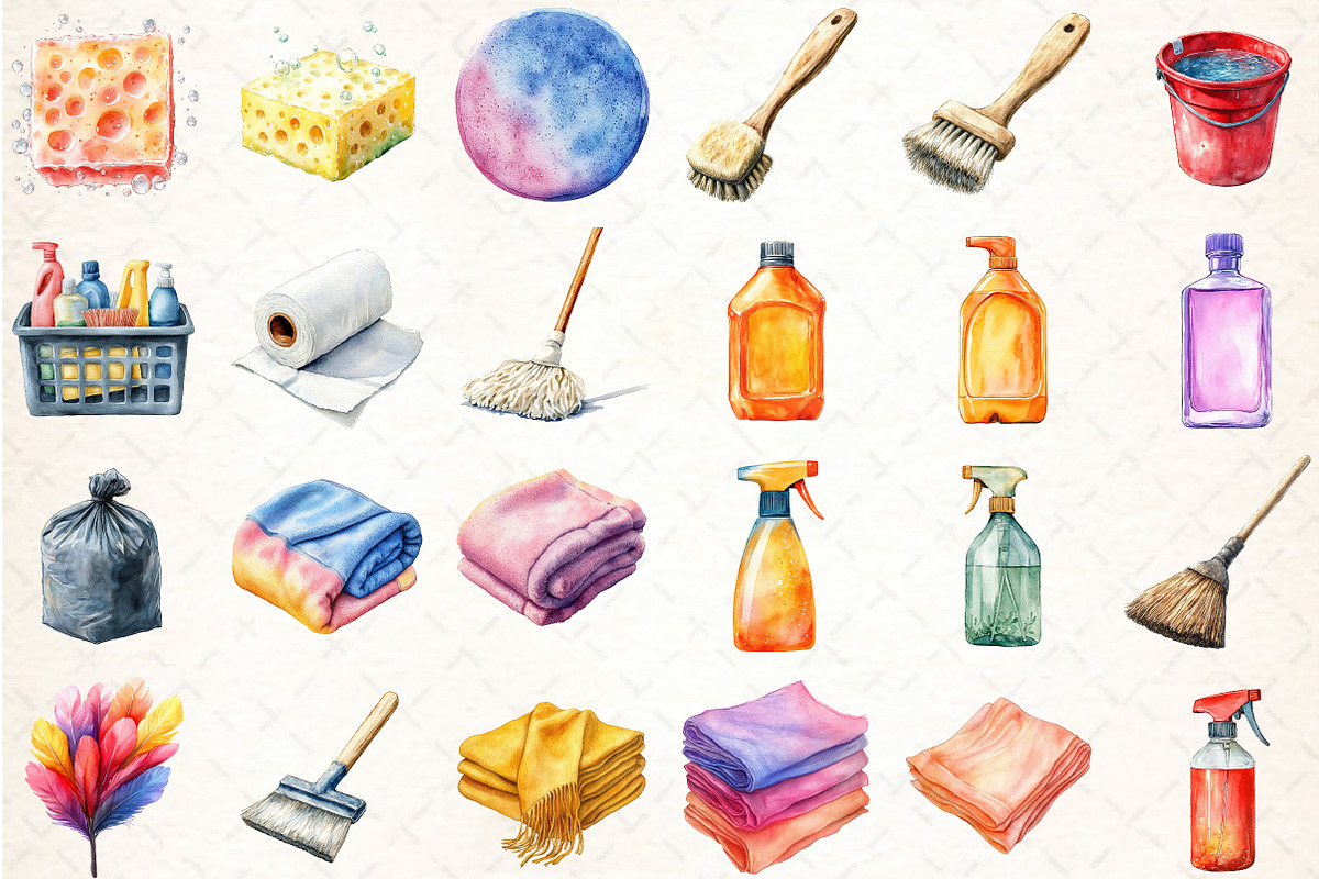 Cleaning Supplies Clipart Bundle, an Illustration by DreamCafeArt (Photo 2 of 4)