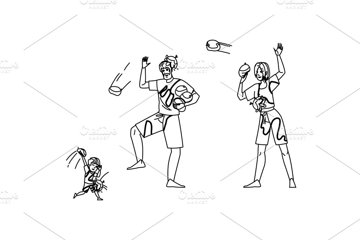 children family balloon fight vector, a Person Illustration by pikepicture