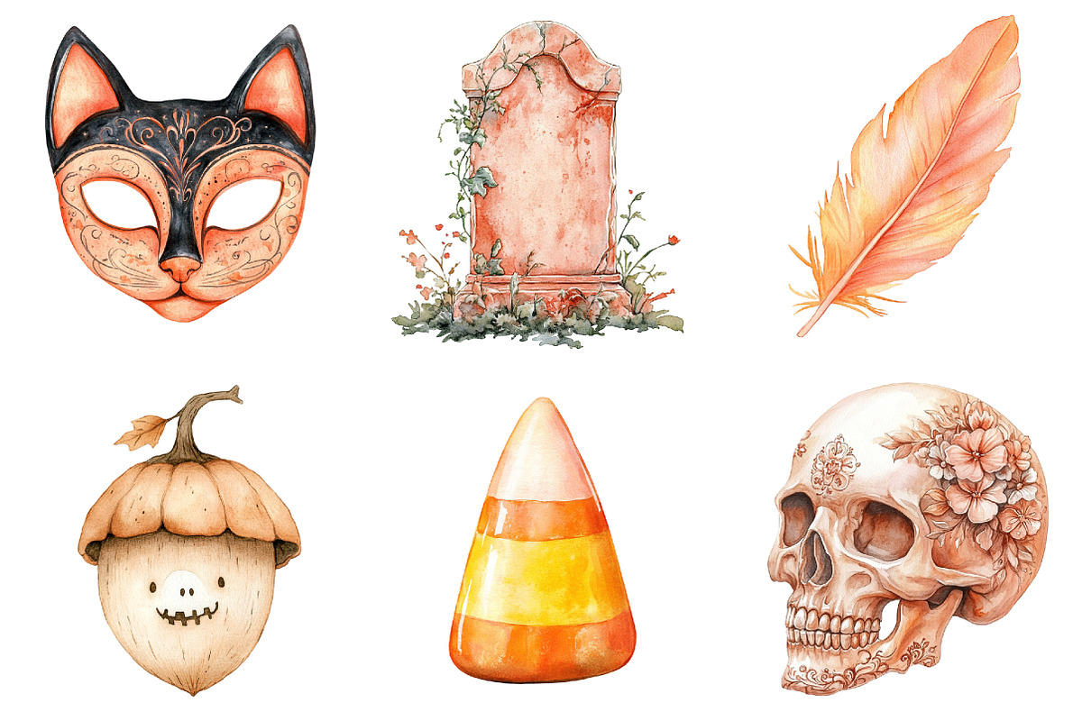 Peach Colored Halloween Clipart, a Seasonal Illustration by CitraGraphics (Photo 7 of 9)