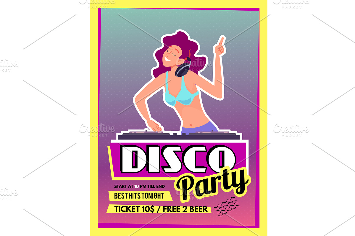 Disco party. placard invitation at, a Sport Illustration by Onyx