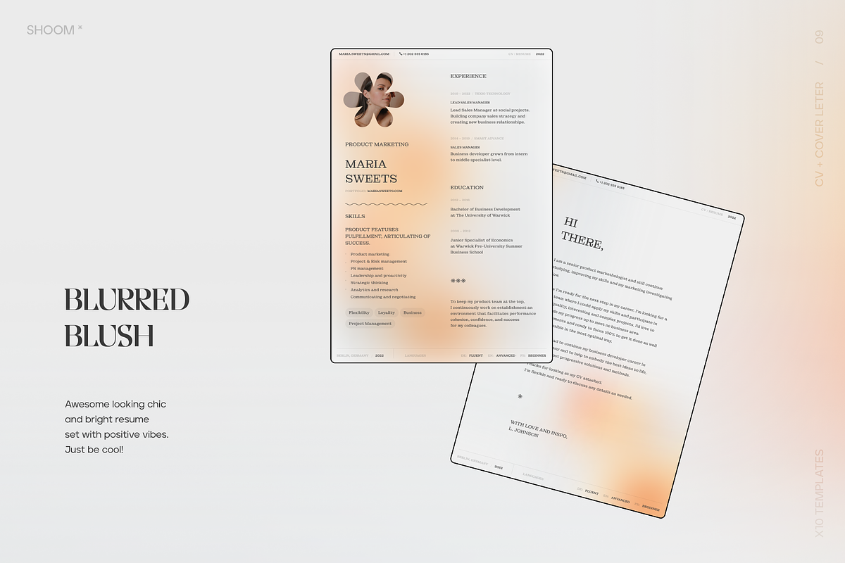 Modern Resume Bundle: 10 PRO Themes, a Resume Template by SHOOM HOUSE (Photo 10 of 13)