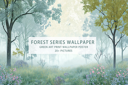 Mural Series Forest Art Poster, a Wallpaper Graphic by Muzi pear studio