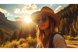 mounta sun in eyes ai generated, a Nature Photo by pikepicture