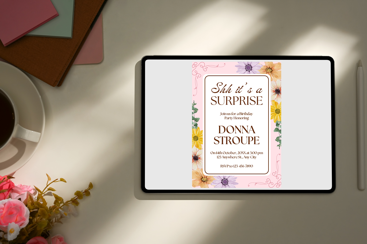 Surprise Birthday Party Invitations, a Templates & Theme by TemplateCastleStore (Photo 4 of 9)