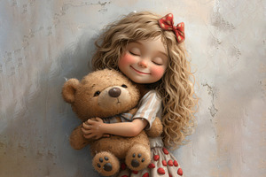 Girl Hugging with Teddy bear, a Person Photo by shahsoft
