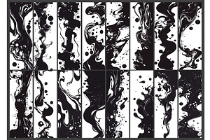 Liquid ink posters. Hand drawn black, a Texture Illustration by Stock-Smart-Start