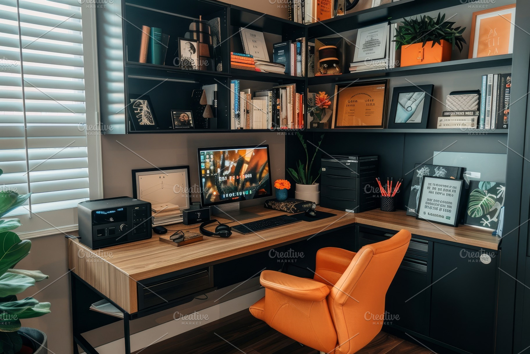 A sleek desk, comfortable chair, and, a Photo by Iftikhar Alam