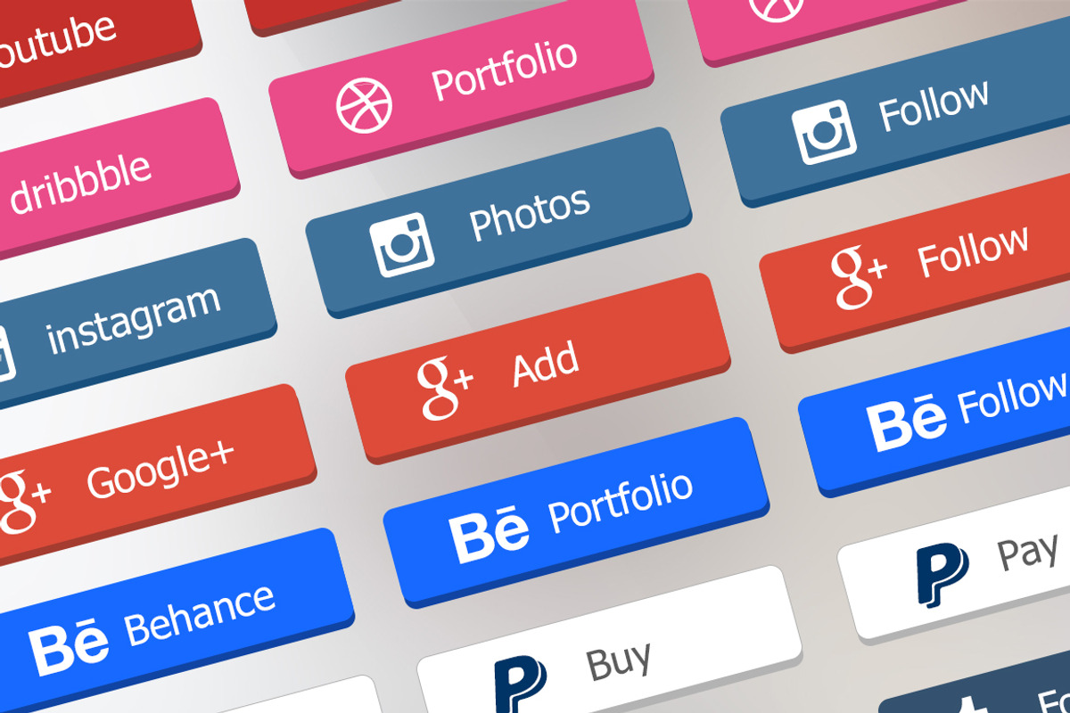 Flat Social Buttons, a Graphic by UI Designs (Photo 1 of 2)